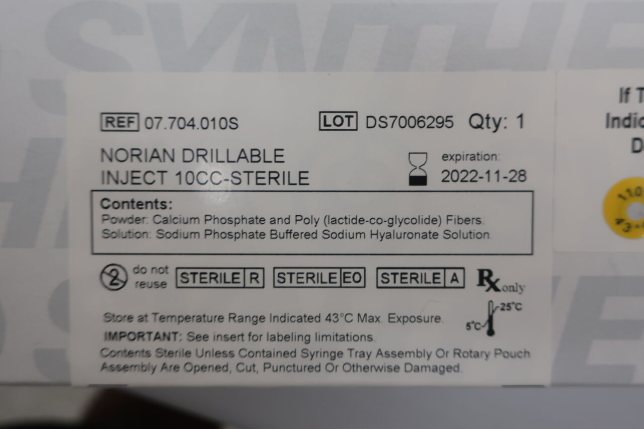 07.704.010S - SYNTHES - NORIAN DRILLABLE INJECT, 10cc, (BX/1) - ( Expiry Date: 2022-11-28 )