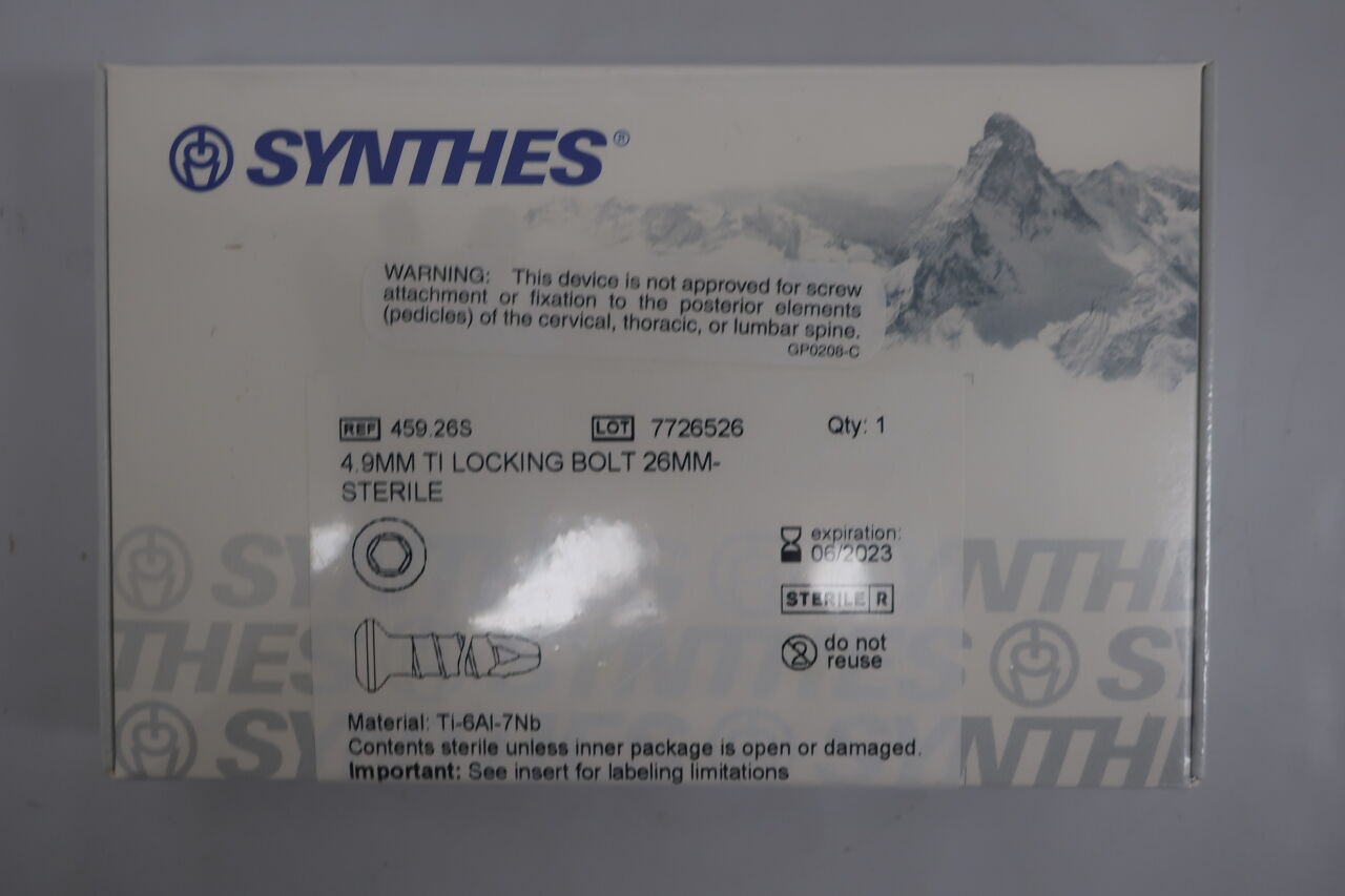 459.26S - SYNTHES - LOCKING Bolt, titanium, 26mm x 4.9MM, (BX/1) - ( Expiry Date: 2023-06-30 )