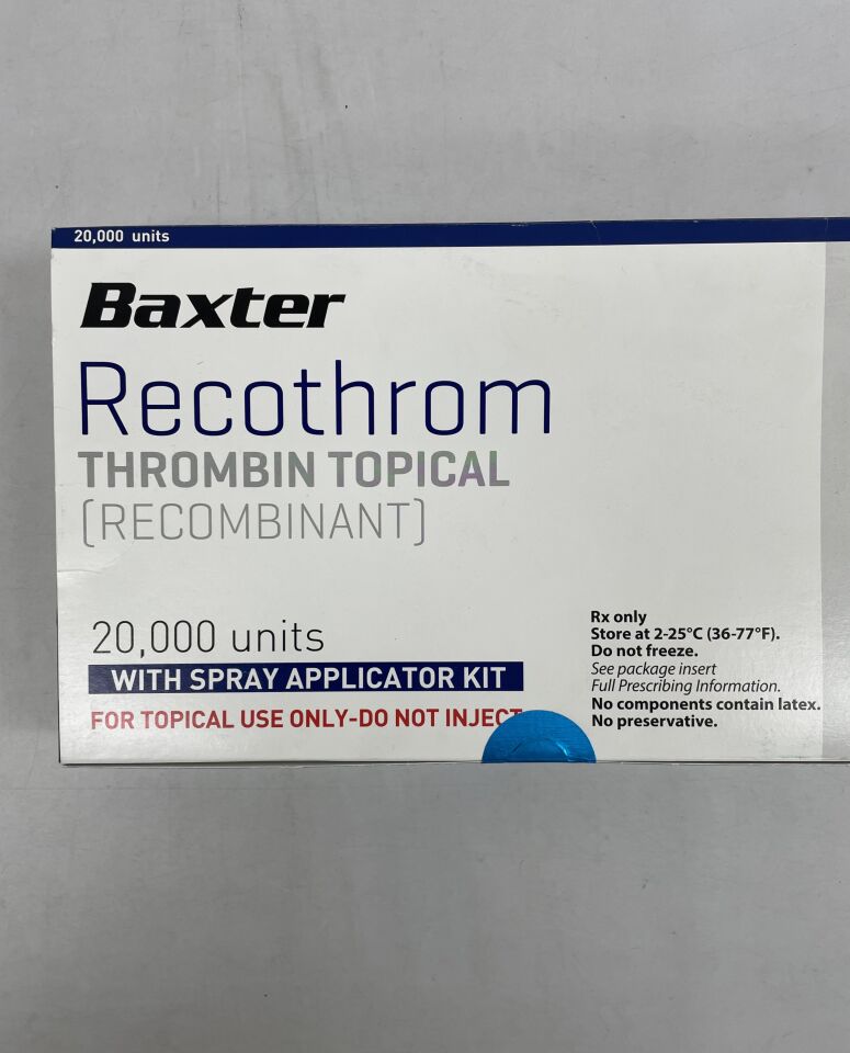 0338-0330-01 - BAXTER - Recothrom Thrombin Topical, Recombinant, 20000 units with spray applicator kit, 20ml , (BX/1) - ( Expiry Date: 2023-08-31 )