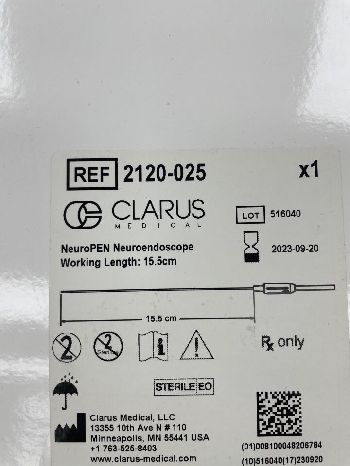 2120-25 - CLARUS - NeuroPen Neuroendoscope, 15.5cm working length, (BX/1) - ( Expiry Date: 2023-09-20 )