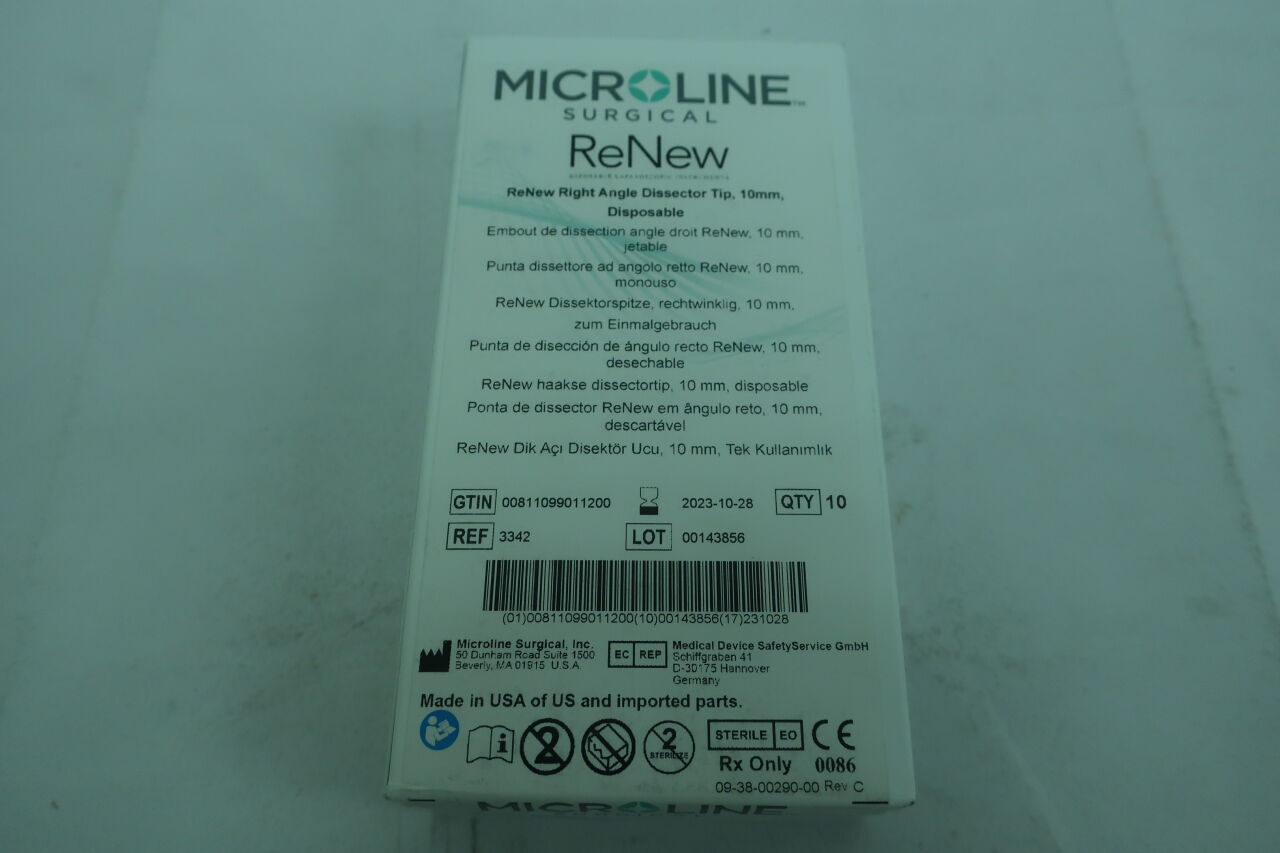 3342 - MICROLINE SURGICAL - ReNew Right Angle Dissector Tip, 10mm, extra tip length, (BX/10) - ( Expiry Date: 2023-10-28 )