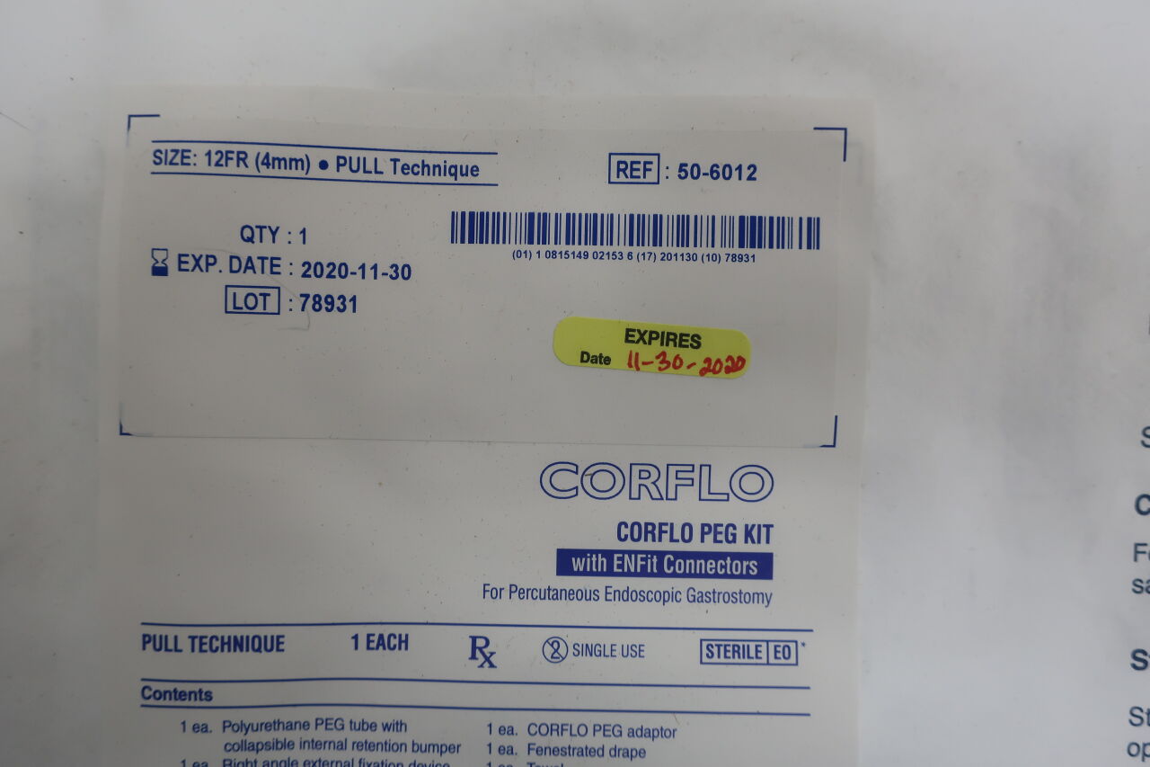 50-6012 - CORPAK - Avanos CORFLO PEG Kit, Ring Pull 12F, ENFit, (EA) - ( Expiry Date: 2021-07-30 )