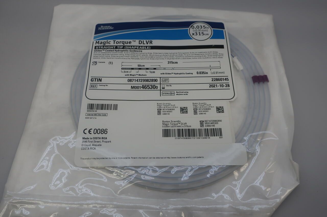 46530 - BOSTON SCIENTIFIC - Magic Torque DLVR Glidex Coated Hydrophilic Guidewire, Straight Tip (Shapeable), 0.035inch x 315cm, (BX/3) - ( Expiry Date: 2021-10-28 )