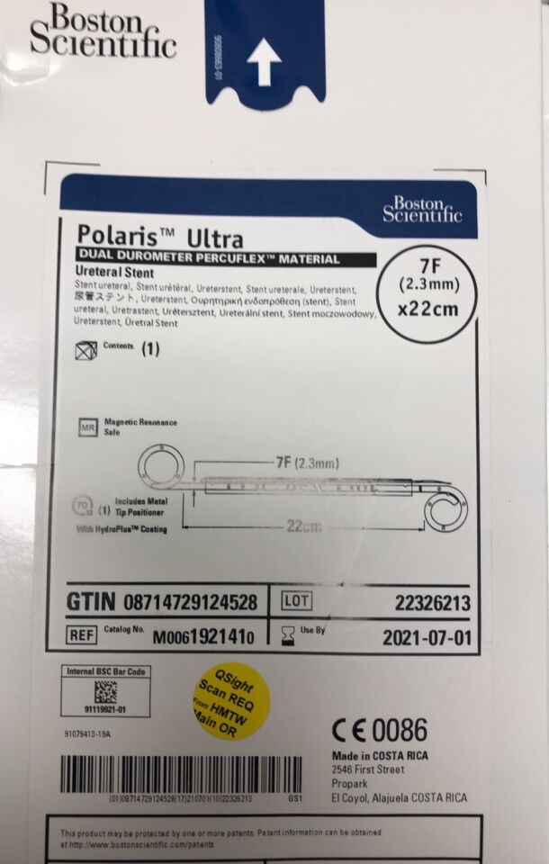 192141 - BOSTON SCIENTIFIC - Polaris Ultra Ureteral Stent, Dual Durometer Percuflex Material, 7F x 22cm, () - ( Expiry Date: 2023-12-10 )