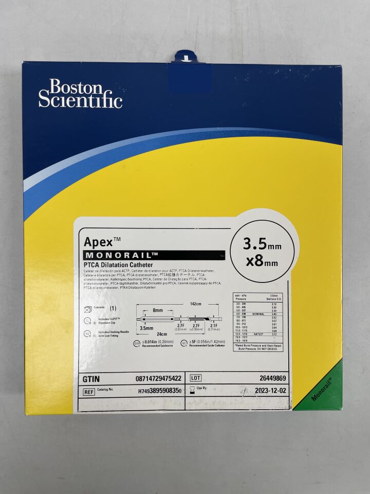 3895-90835 - BOSTON SCIENTIFIC - Apex PTCA Dilatation Catheter, Monorail, 3.5mm x 8mm, (BX/1) - ( Expiry Date: 2023-12-02 )