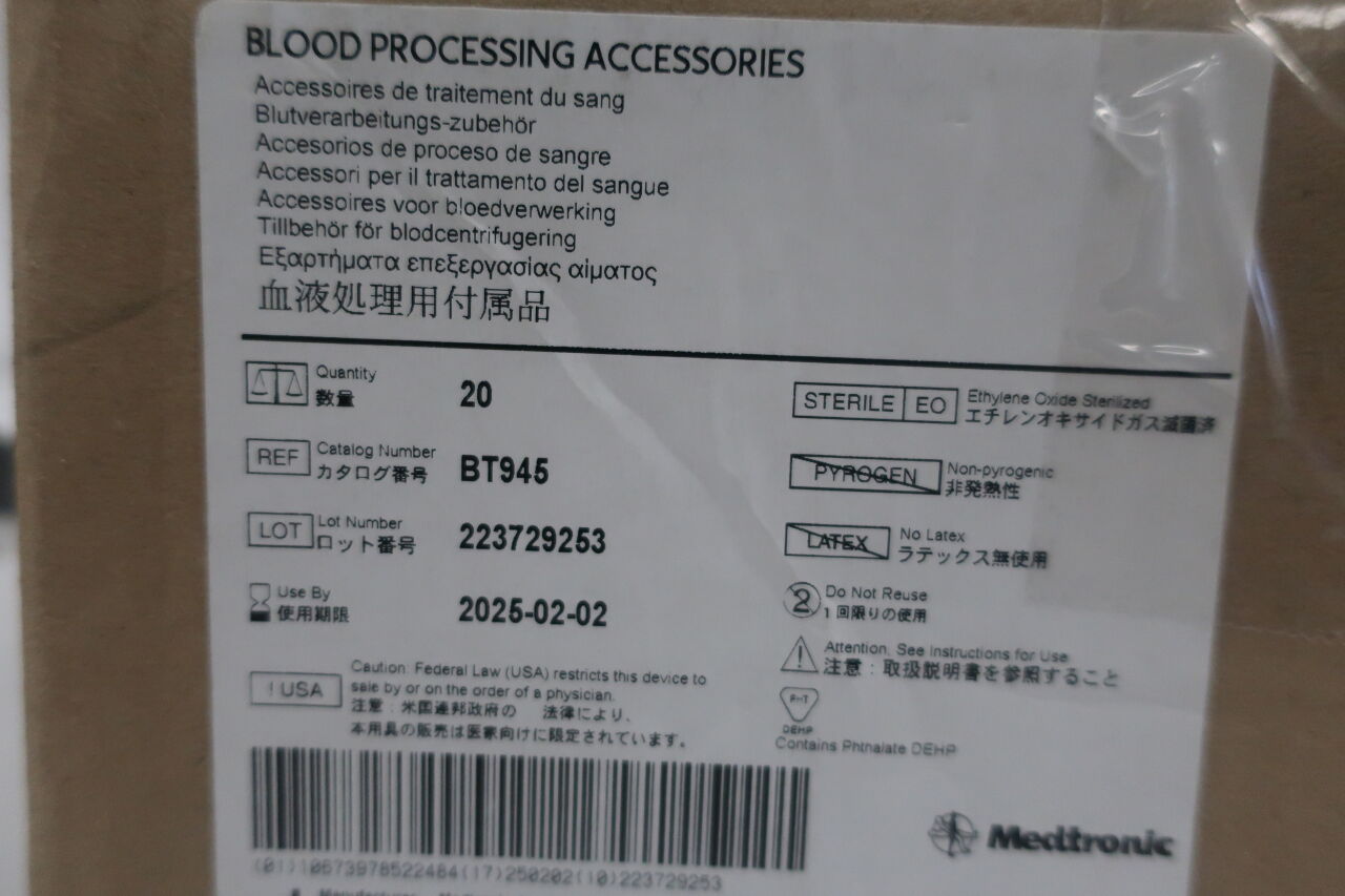BT945 - MEDTRONIC - blood proccessing accessories , ( BX/20 ) - ( Expiry Date : 2025-02-02 )