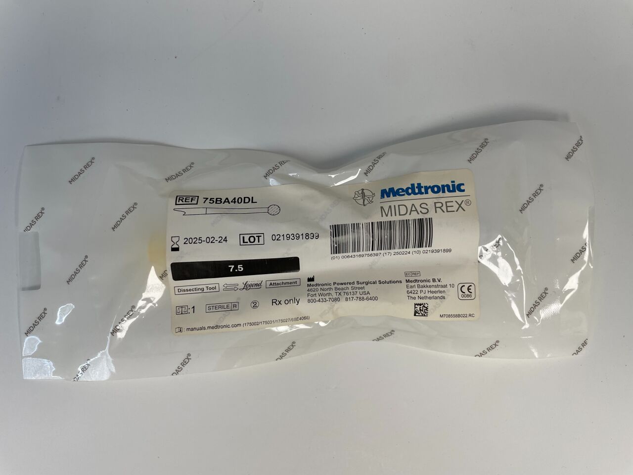 75BA40DL - MEDTRONIC - tool 75ba40dl lgnd 7.5cm 4mm ball d long , ( EA ) - ( Expiry Date : 2025-02-24 )