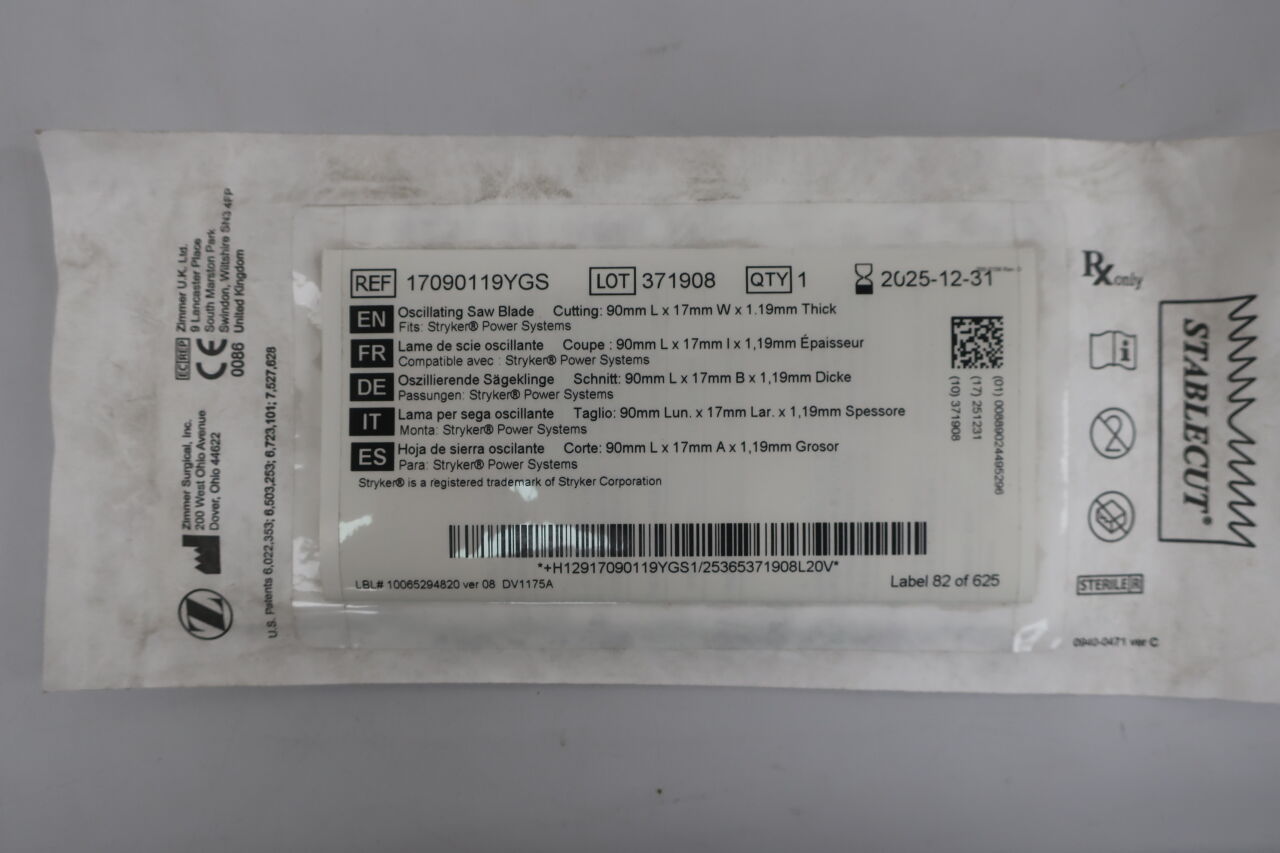 17-0901-19Y-GS - ZIMMER - oscillating saw blade 80mm , ( EA ) - ( Expiry Date : 2025-12-31 )