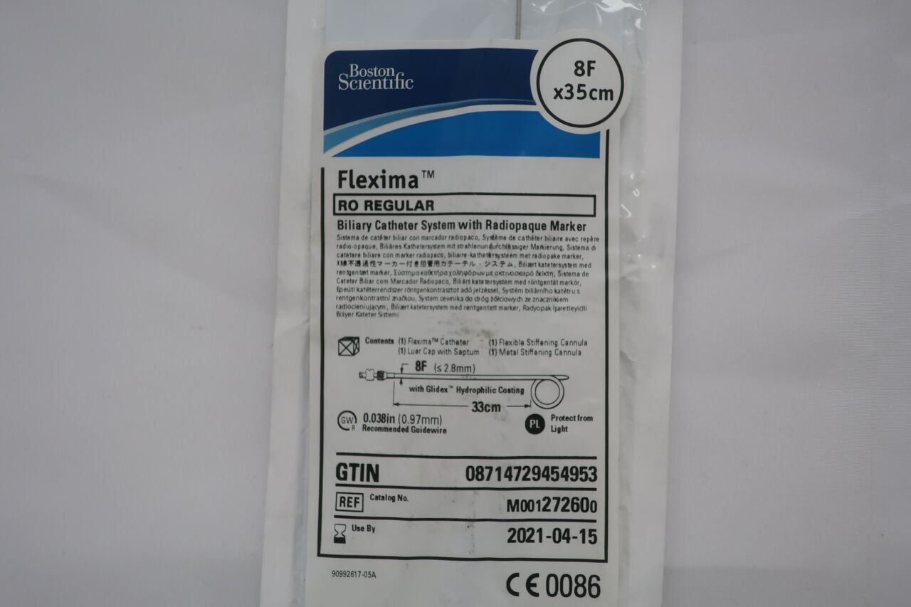 27260 - BOSTON SCIENTIFIC - Flexima Biliary Catheter System with Radiopaque Marker - RO Regular - 8Fr x 35cm, () - ( Expiry Date: 2022-07-01 )