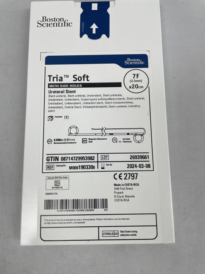 190330 - BOSTON SCIENTIFIC - Tria Soft Ureteral Stent With Side Holes, 7F x 20cm, () - ( Expiry Date: 2024-03-08 )