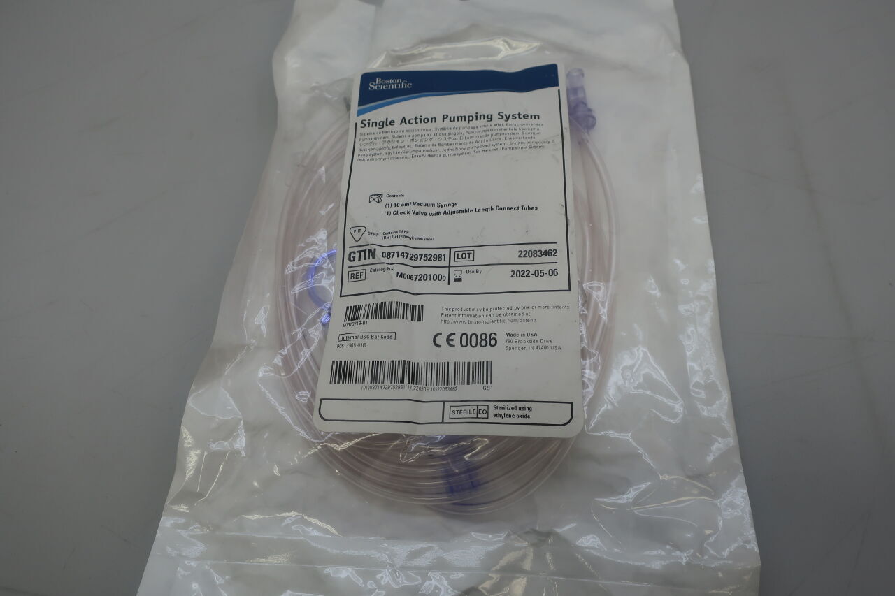 720100 - BOSTON SCIENTIFIC - Single Action Pumping System, Includes 10cc Vacuum Syringe, Check Valve with Adjustable Length Connecting Tubes, (EA) - ( Expiry Date: 2023-10-14 )