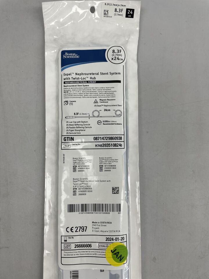 393510824 - BOSTON SCIENTIFIC - Expel Nephroureteral Stent System with Twist-Loc Hub, 8.3F x 24cm, (EA) - ( Expiry Date: 2024-01-20 )