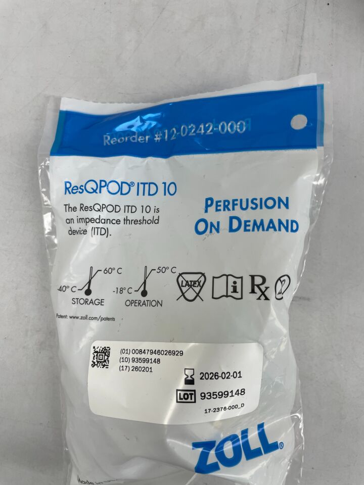12-0242-000 - ZOLL - Dispositivo de umbral de impedancia ResQPOD ITD 10 (EA) - (Fecha de vencimiento: 31/08/2025)