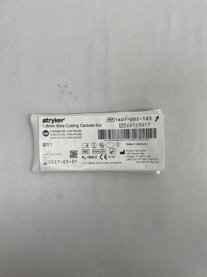 1607-002-103 - STRYKER - 1.6mm Side Cutting Carbide Bur , ( EA ) - ( Expiry Date : 2027-05-01 )