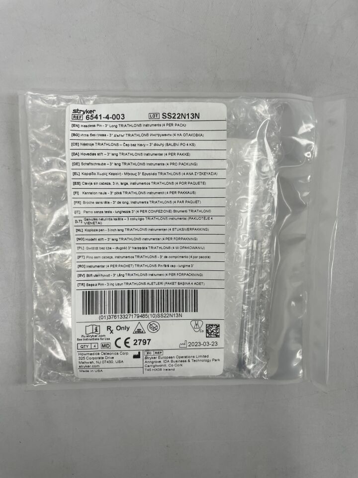 6541-4-003 - STRYKER - Headless Pin - 3 inch Long Triathlon Instruments (4 PER PACK) , ( EA ) - ( Expiry Date : 2099-01-01 )