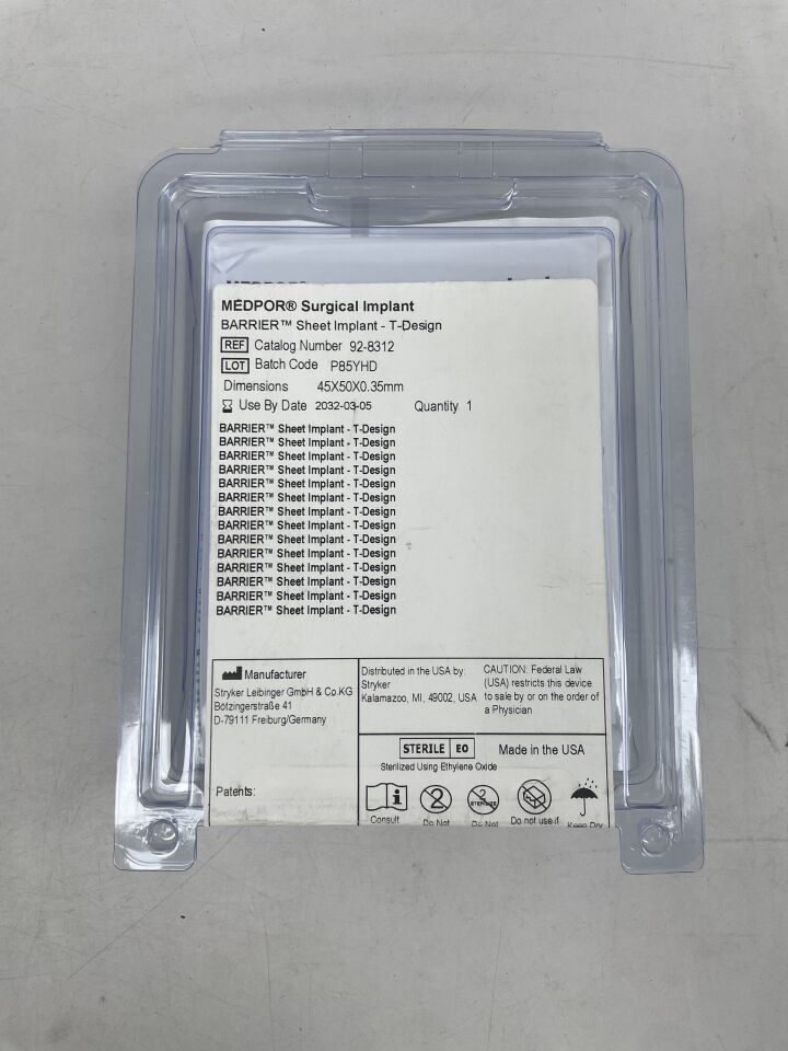 92-8312 - STRYKER - MEDPOR Surgical Implant, BARRIER Sheet Implant, T-Design, 45x50x0.35mm , ( EA ) - ( Expiry Date : 2032-03-05 )