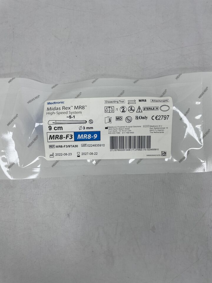 MR8-F3/9TA30 - MEDTRONIC - MIDAS REX MR8 bur, High-Speed System, 9cm x 3mm , ( EA ) - ( Expiry Date : 2027-08-22 )