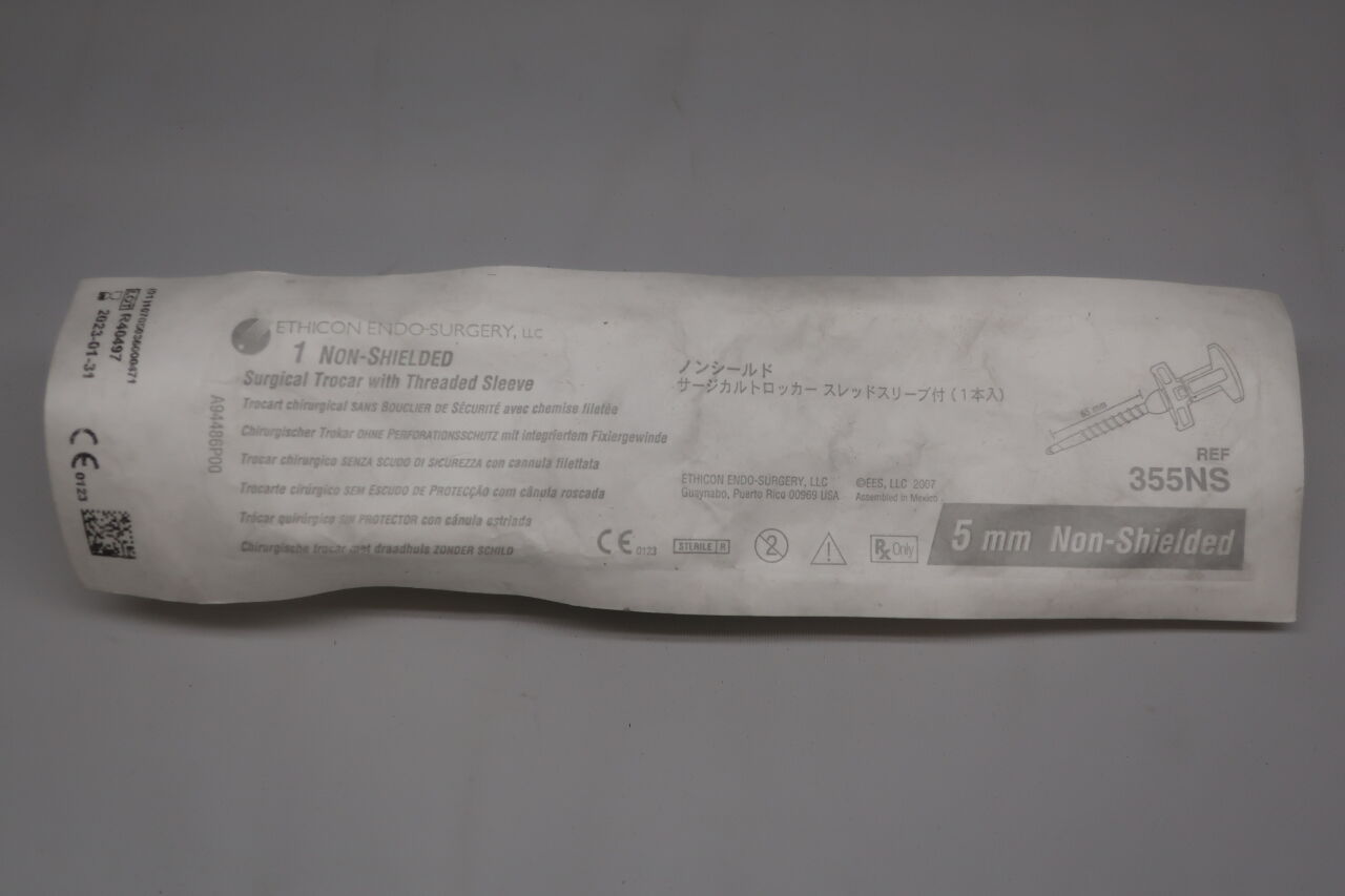 355NS - ETHICON - Endopath Non-shielded Sleeve Trocar, 5 dia. x 65 mm Length, (EA) - ( Expiry Date: 2024-01-12 )