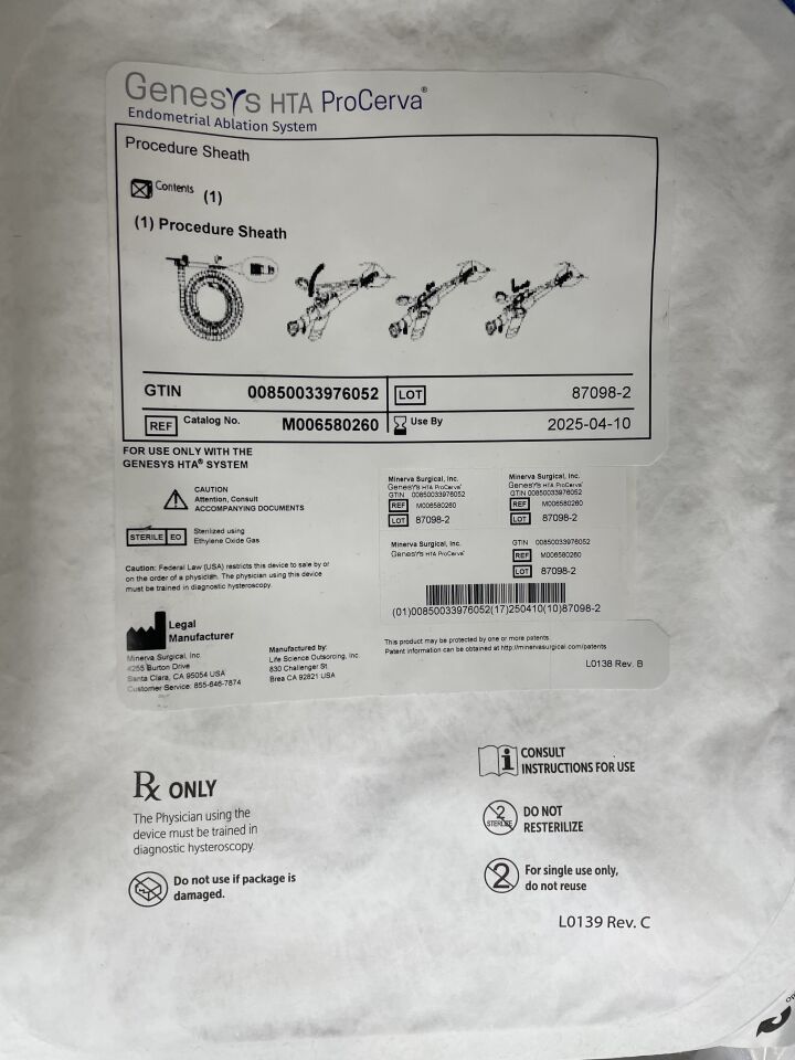 M006580260 - MINERVA - Genesys HTA ProCerva 子宮內膜消融系統,(EA)-(有效期至:2025-04-10)