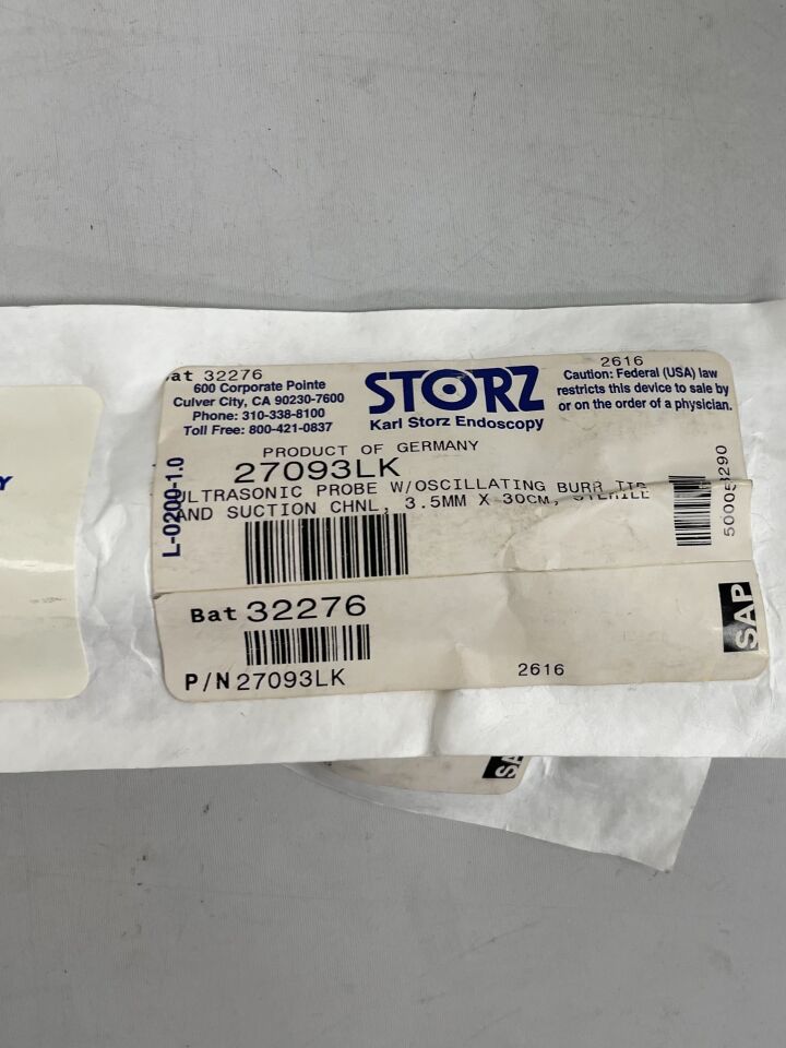 27093LK - STORZ - Ultrasonic Probe, 3.5mm diameter x 30cm, with oscillating tip and suction channel , ( EA ) - ( Expiry Date : 2099-01-01 )