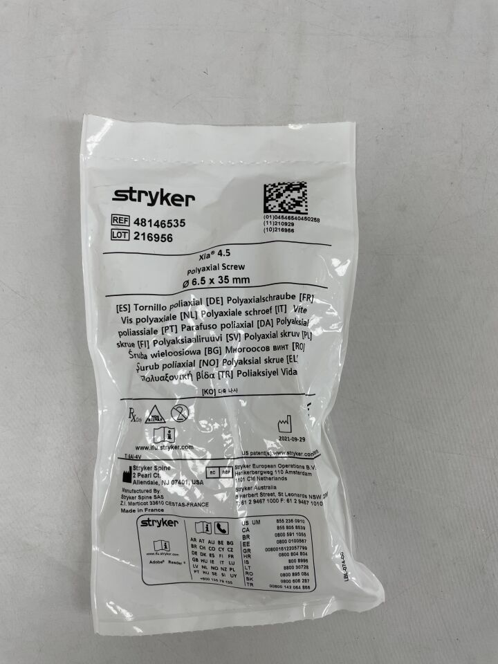 48146535 - STRYKER - Xia 4.5 Polyaxial Screw, 6.5 x 35mm , ( EA ) - ( Expiry Date : 2099-01-03 )