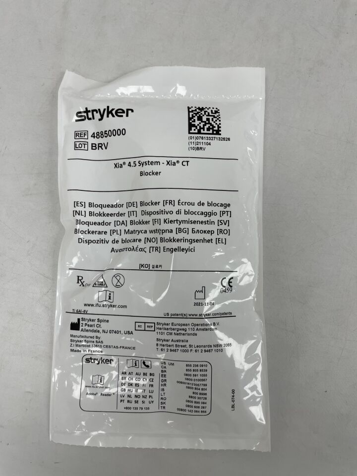 48850000 - STRYKER - Xia 4.5 System - Xia CT BLOCKER , ( EA ) - ( Expiry Date : 2099-01-04 )