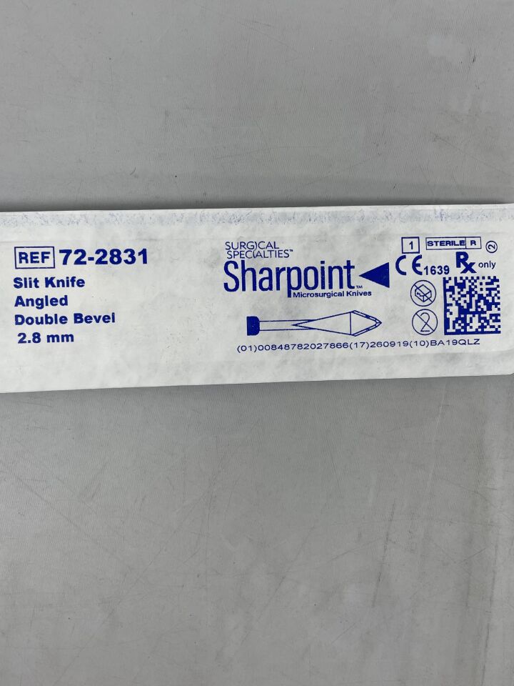 72-2831 - SURGICAL SPECIALTIES - Sharpoint Slit Knife, Angled, Double Bevel. 2.8mm , ( EA ) - ( Expiry Date : 2026-09-19 )