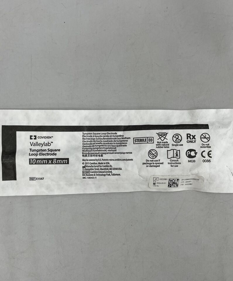 E1567 - COVIDIEN - Tungsten Square Loop Electrode, 10mm x 8mm, (EA) - ( Expiry Date: 2024-02-01 )