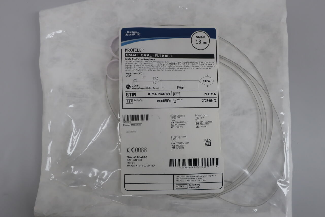 6255 - BOSTON SCIENTIFIC - PROFILE Polypectomy Snare, Small Oval, flexible, 13mm Loop Width, 240cm length, (EA) - ( Expiry Date: 2023-08-03 )