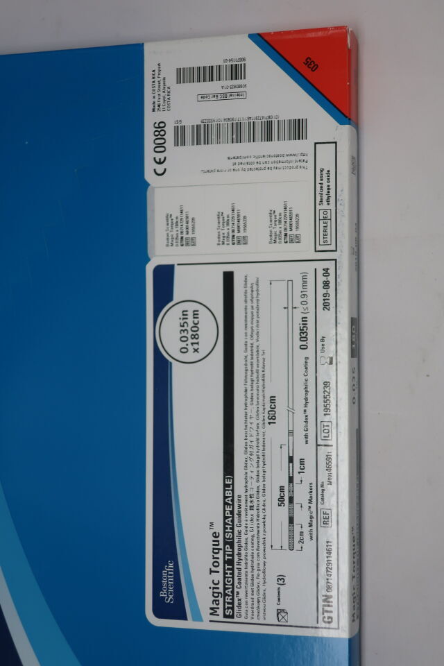 46591 - BOSTON SCIENTIFIC - Magic Torque Straight Tip (Shapeable) Glidex Coated Hydrophilic Guidewire 0.035" x 180cm, () - ( Expiry Date: 2023-11-10 )