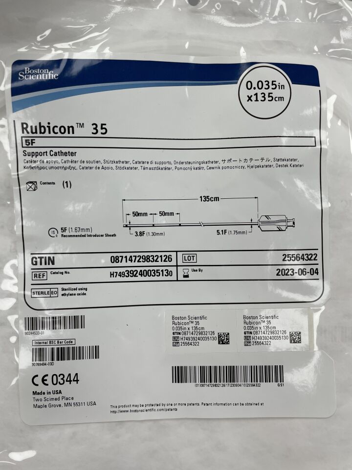 3924003513 - BOSTON SCIENTIFIC - Rubicon 35 Support Catheter, 5F, 0.035" x 135cm, () - ( Expiry Date: 2023-06-04 )