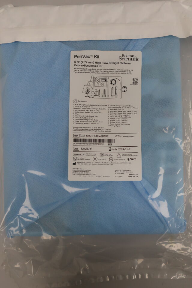 M004PERIVAC1S0 - BOSTON SCIENTIFIC - PeriVac Kit, 8.3F Hight Flow Straight Catheter Pericardiocentesis Kit, () - ( Expiry Date: 2024-03-31 )