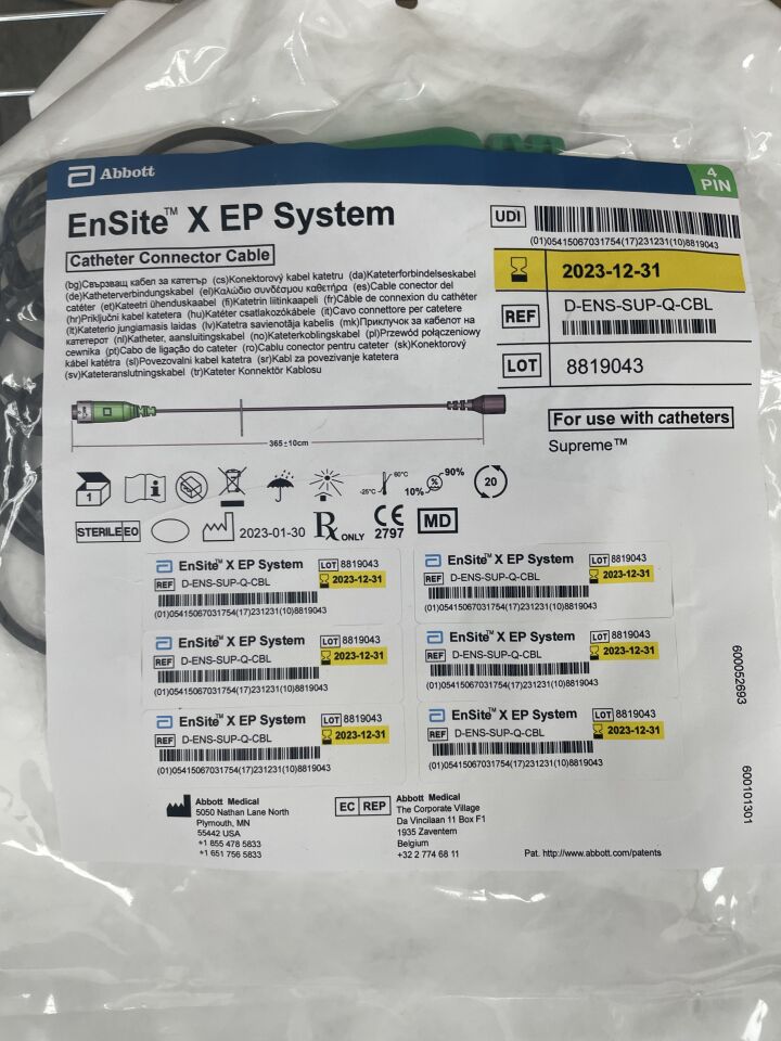 D-ENS-L/R-DDY-CBL - ABBOTT - EnSite X EP System, Catheter Connector Cable, 4 Pin, (EA) - ( Expiry Date: 2023-12-31 )