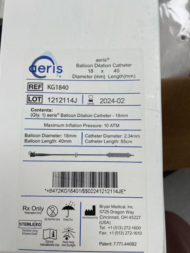 KG1840 - AERIS - Balloon Dilatation Catheter, 18mm x 40mm, (BX/1) - ( Expiry Date: 2024-02-28 )