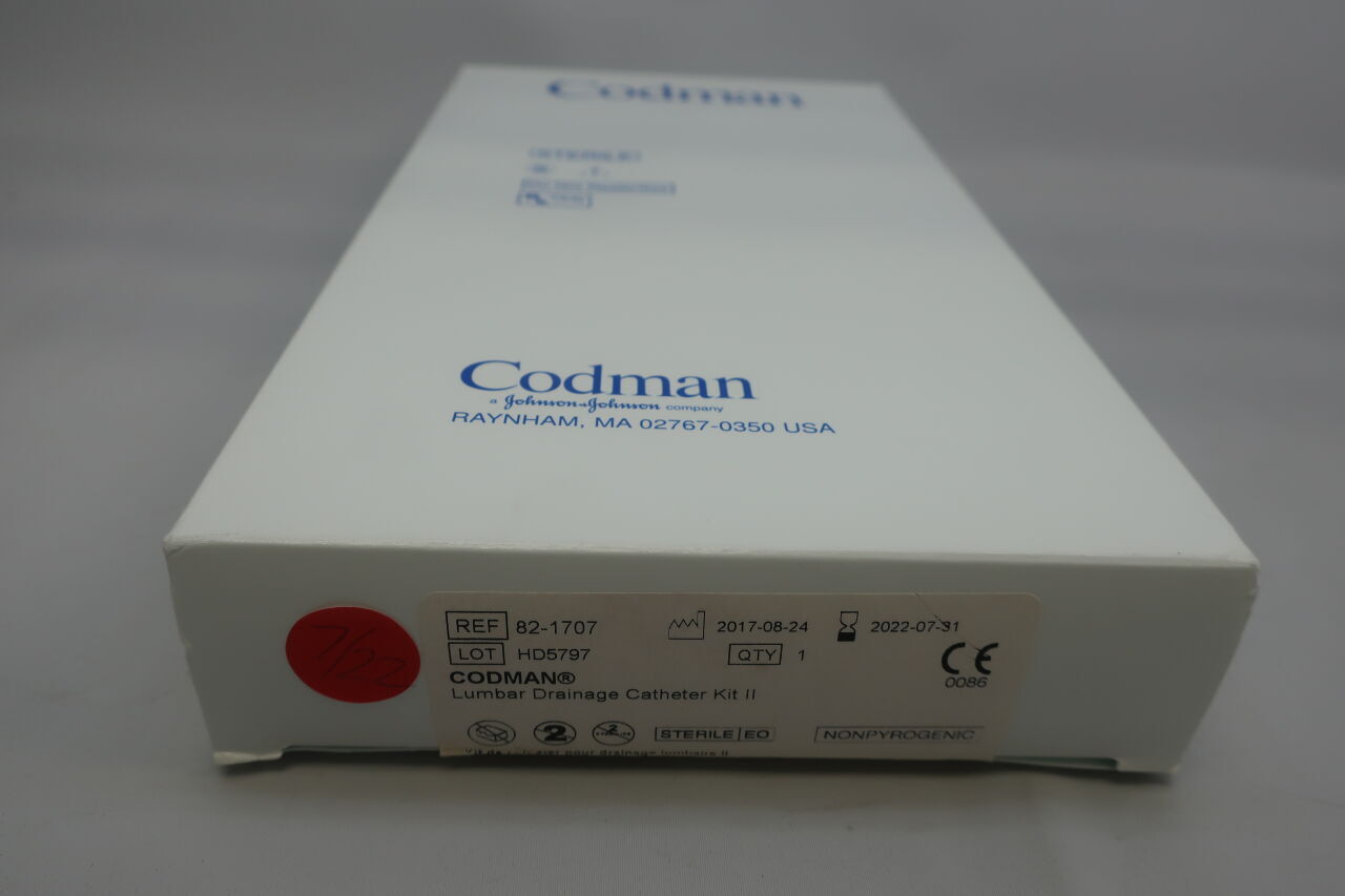 82-1707 - CODMAN - Lumbar Drainage Catheter Kit II, Includes 80 cm Radiopaque Catheter, 100 cm Guide Wire with Dispenser, 14G, (BX/1) - ( Expiry Date: 2023-07-31 )
