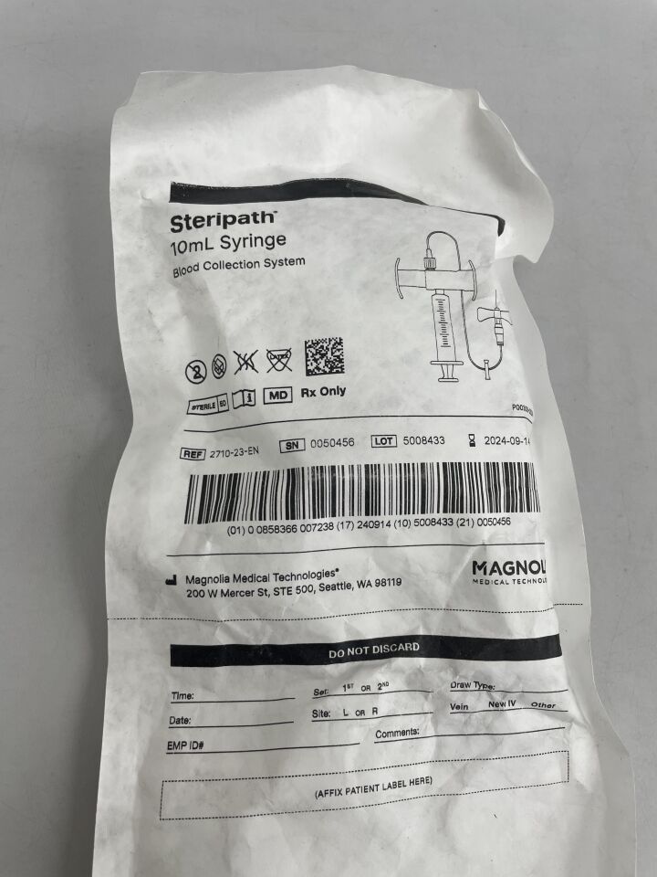 2710-23-EN - MAGNOLIA - Steripath Blood Collection System, 23G, 10ml Syringe, (EA) - ( Expiry Date: 2024-09-14 )