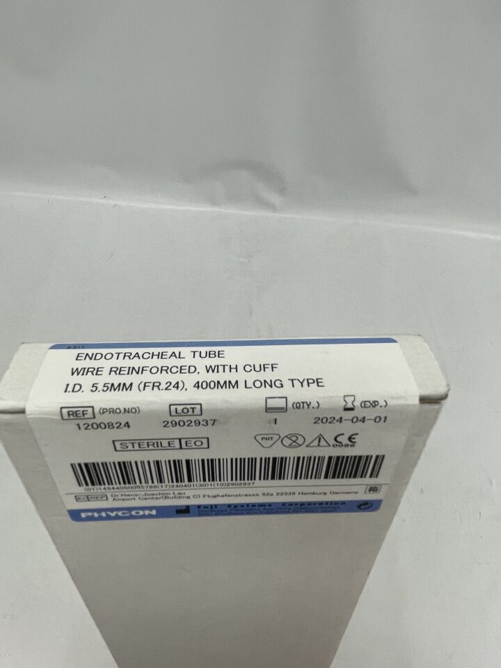 1200824 - PHYCON - Endotracheal tube Wire reinforced with cuff, 5.5mm, 400mm, (BX/1) - ( Expiry Date: 2024-04-01 )