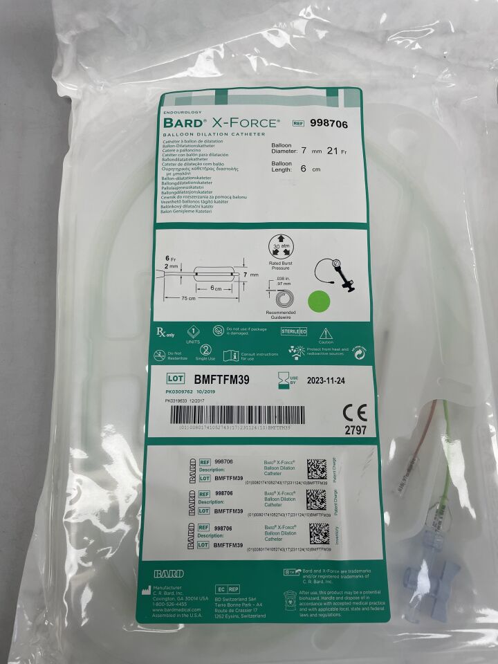 998706 - BARD - X-Force Balloon Dilatation Catheter, 21FR, 6CM BALLOON LENGTH, (EA) - ( Expiry Date: 2023-11-24 )