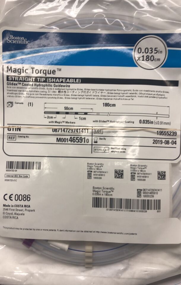 46591 - BOSTON SCIENTIFIC - magic torque glidex coated hydrophilic guidewire, straight tip, 0.035" x 108cm, () - ( Expiry Date: 2013-12-01 )