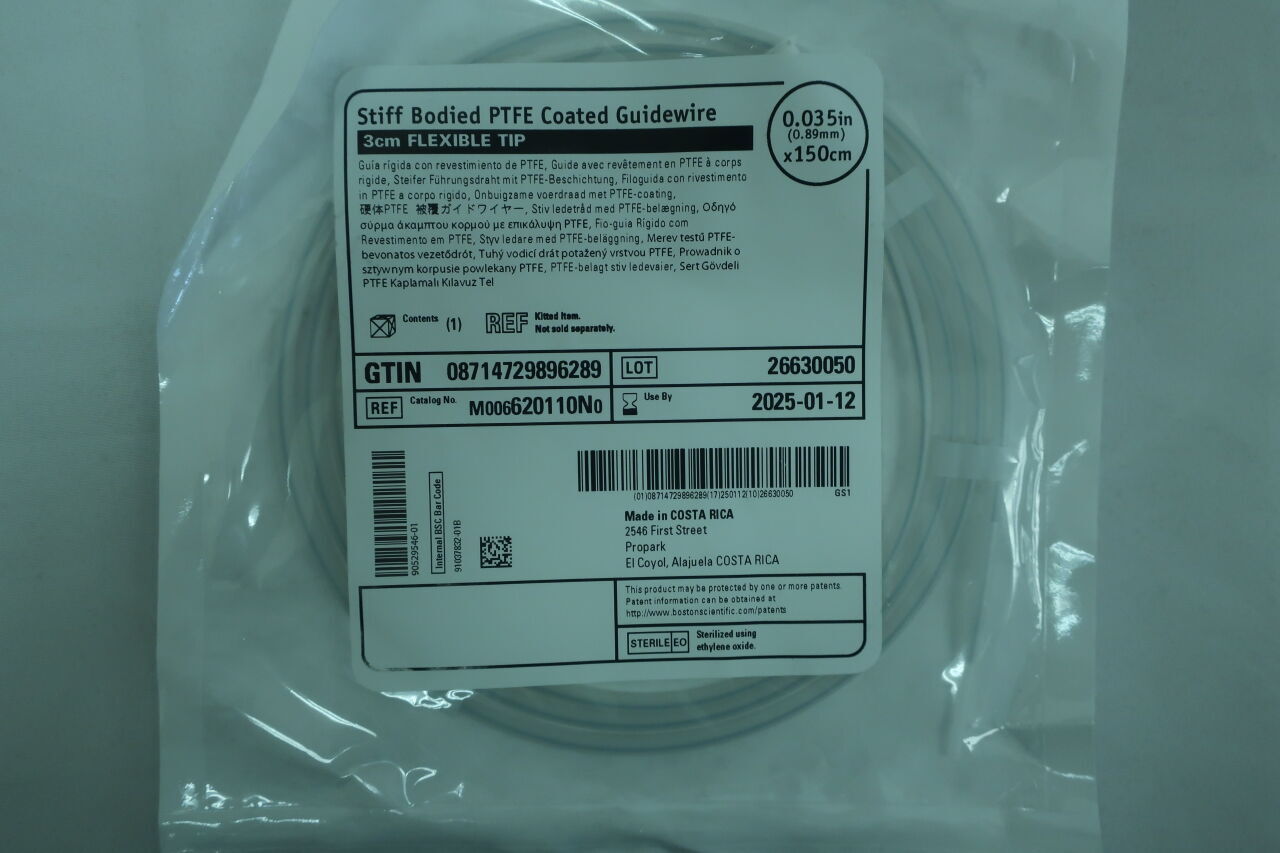 620110N - BOSTON SCIENTIFIC - Stiff Bodied PTFE Coated Guidewire, 3cm tip, 0.035inx150cm, (Ea) - ( Expiry Date: 2023-08-21 )