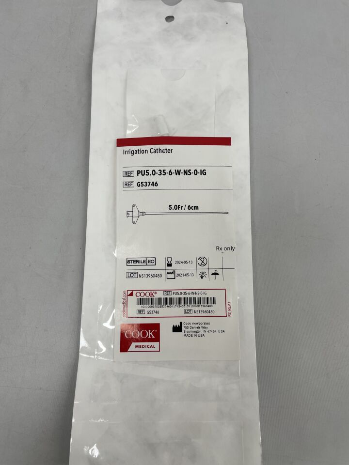 G53746 - COOK - irrigation catheter 5f x 6cm, (EA) - ( Expiry Date: 2024-05-13 )