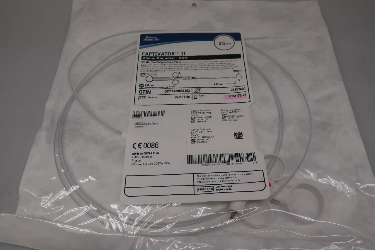 6119 - BOSTON SCIENTIFIC - captivator ii 25mm rounded, stiff, single-use polypectomy snare (m00561190), () - ( Expiry Date: 2023-07-17 )