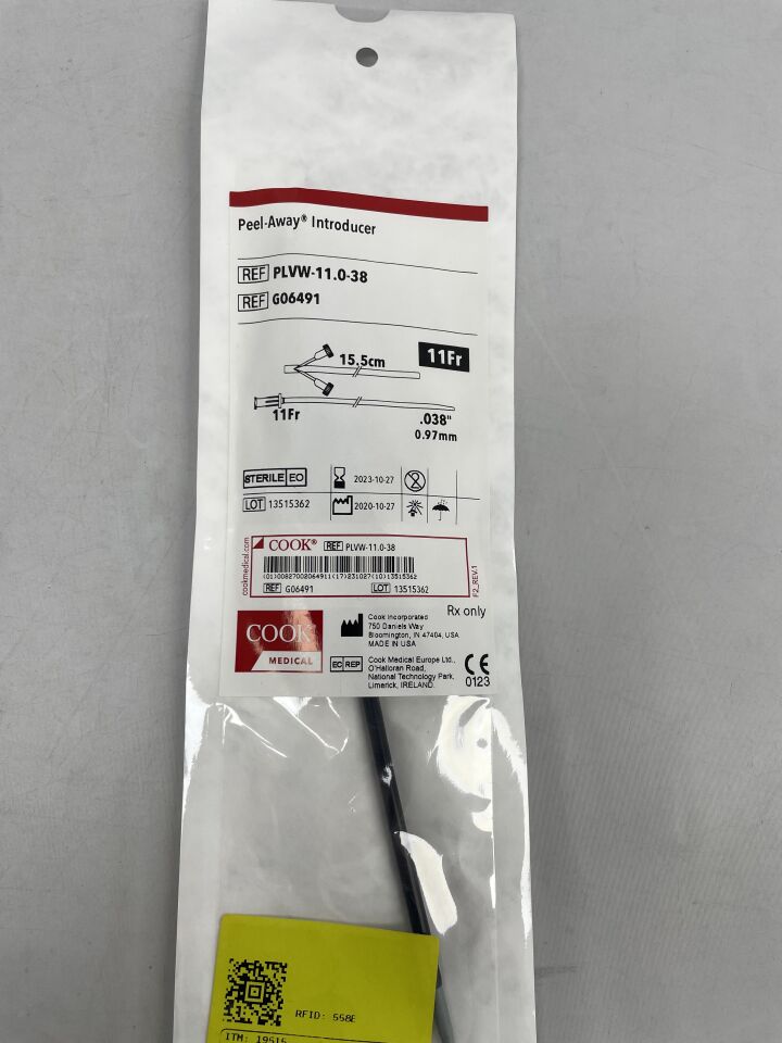 G06491 - COOK - peel-away sheath introducer 11f x 0.038", 15.5cm, () - ( Expiry Date: 2023-10-27 )