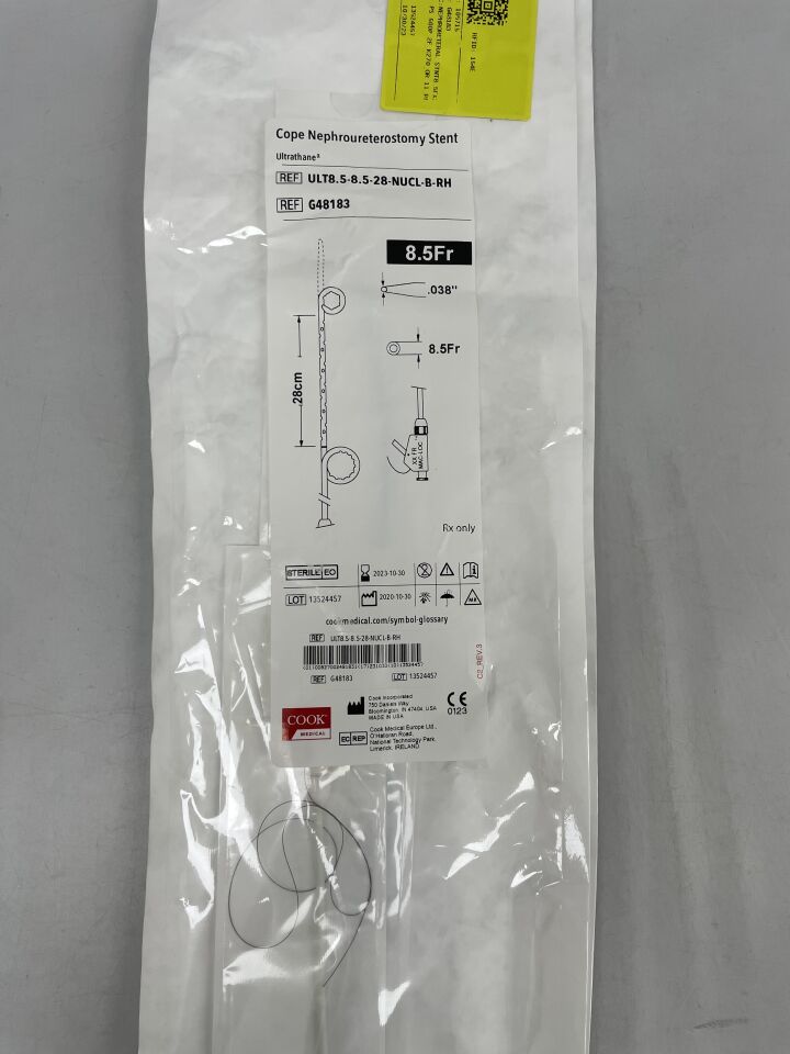 G48183 - COOK - cope nephroureterostomy stent mac-loc 8.5f, 28cm between pigtails, (EA) - ( Expiry Date: 2023-10-30 )