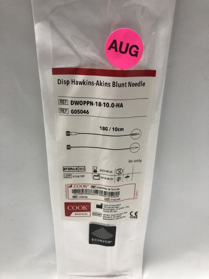 G05046 - COOK - Disp Hawkins-Akins Blunt Needle, 18G, (EA) - ( Expiry Date: 2023-08-20 )