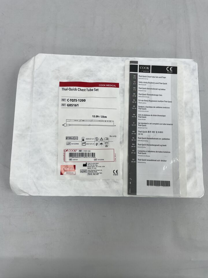 G05161 - COOK - Thal-Quick Chest Tube Set, 12 Fr , 22 cm, (EA) - ( Expiry Date: 2024-07-21 )