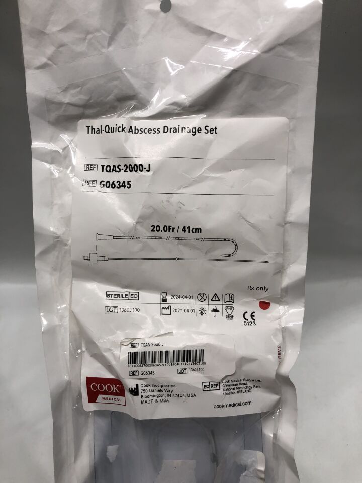G06345 - COOK - Thal-Quick Abcess Drainage Set, 20Fr, (EA) - ( Expiry Date: 2024-04-01 )