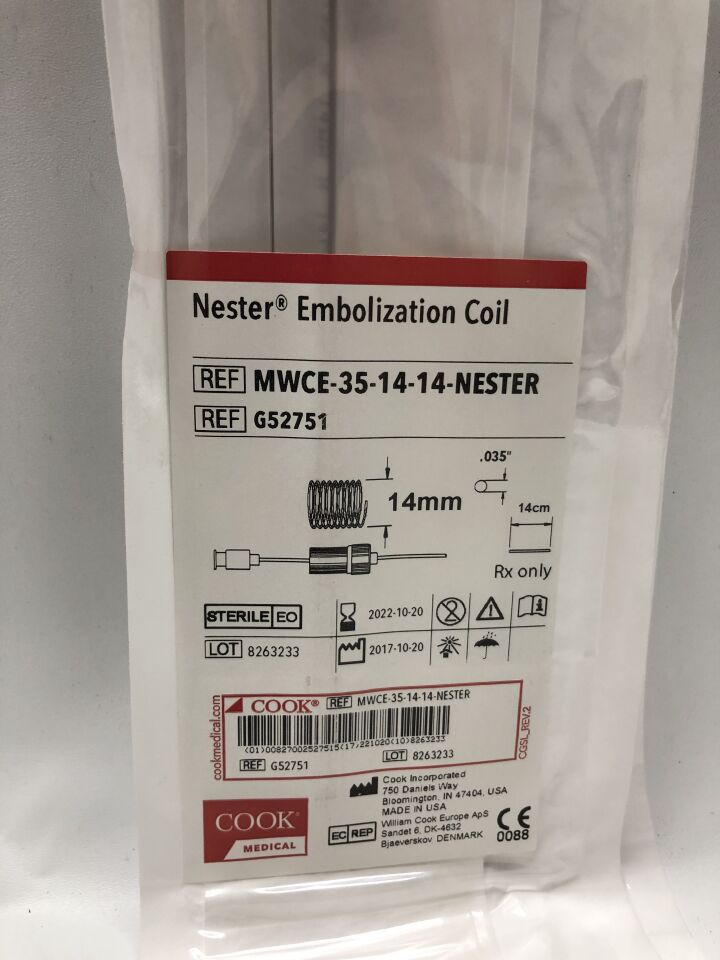 G52751 - COOK - Nester Platinum Embolization Coil, 14 cm Embolus Length, (EA) - ( Expiry Date: 2022-10-20 )