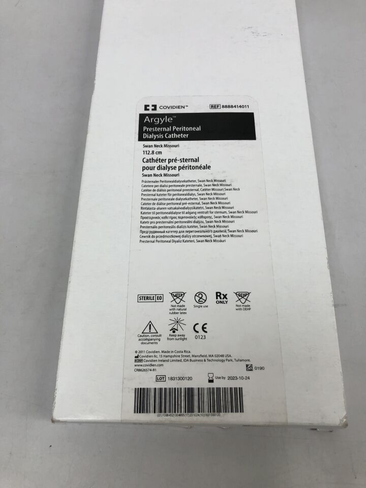 8888414011 - COVIDIEN - Argyle Presternal Peritoneal Dialysis Catheter, Swan Neck Missouri, 112.8cm, (BX/1) - ( Expiry Date: 2023-10-24 )