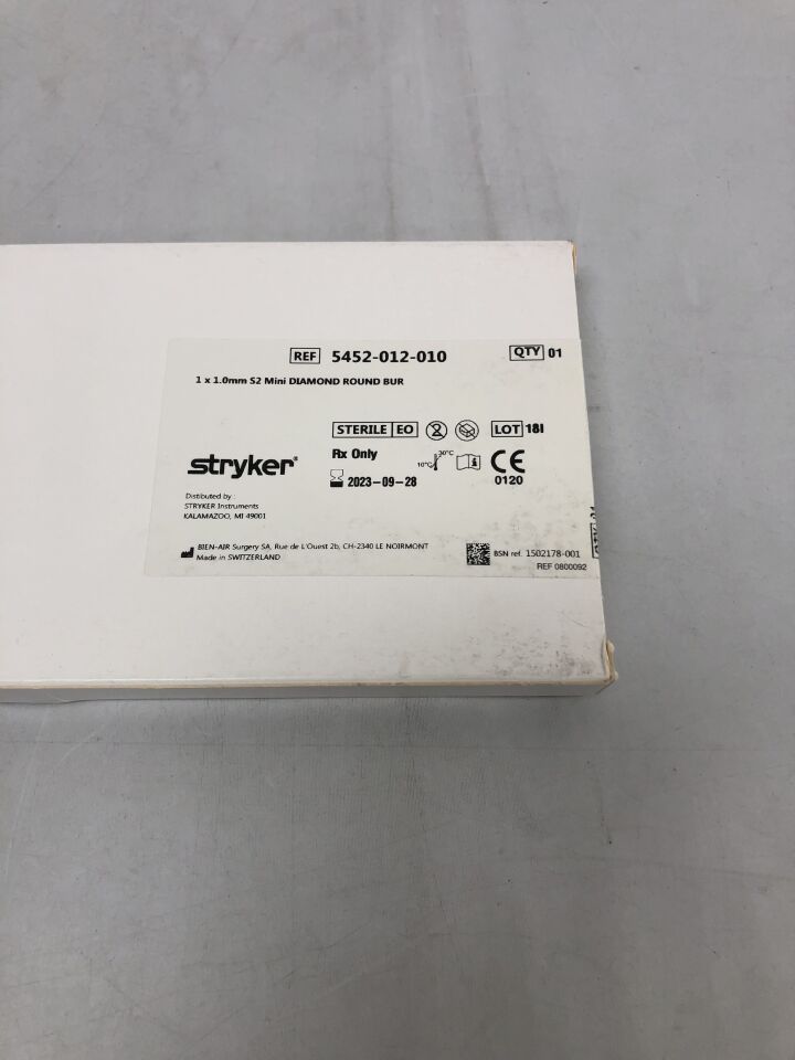 5452-012-010 - STRYKER - s2 mini diamond round bur, 1mm x 1.0mm, (BX/1) - ( Expiry Date: 2023-09-28 )